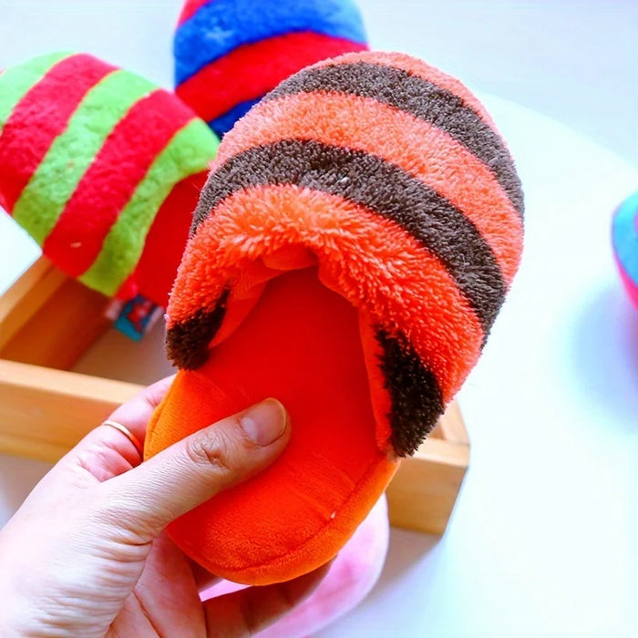 Plush Dog Squeak Toy Slippers Cartoon Animal Design Slippers Shape Squeak Plush Dog Toy Dog Durable Chewing Toy