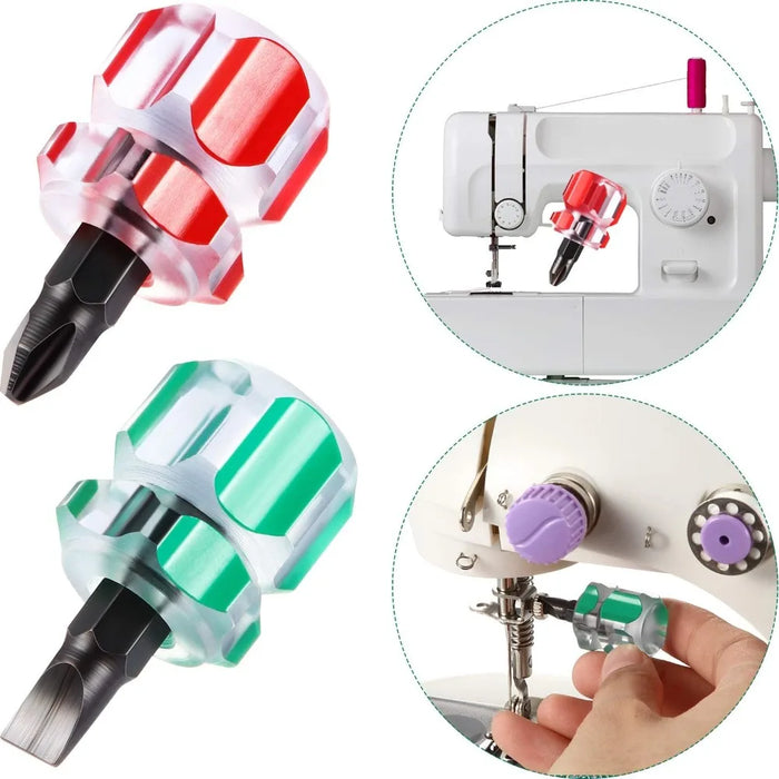 Short Screwdriver Set Flat Head and Cross-Head Mini Screw Driver for Narrow Spaces Repairing Sewing Machines Portable Hand Tools