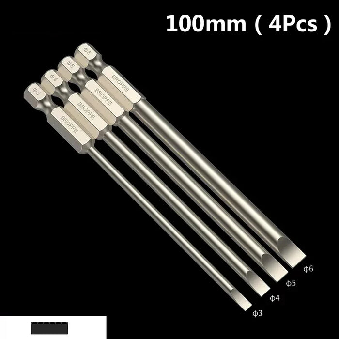 Flat Head Screwdriver Bit Set Magnetic Tip Slotted Screwdriver Electric Driver Tool S2 Steel 1/4 Inch Shank Quick Change