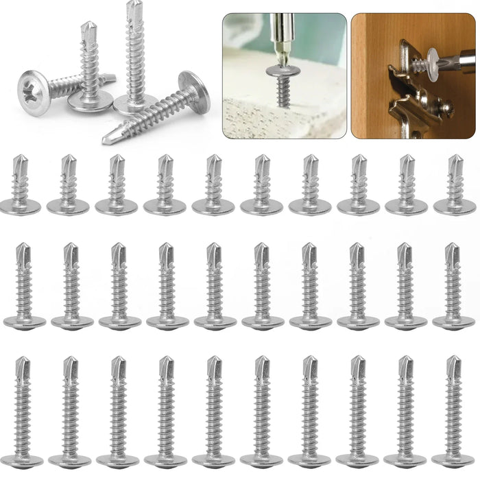 Flat Head Cross Phillips Self Drilling Screw DIY Large Cross Plate Head Drill Tail Full Thread Screws Fastener Stainless Steel