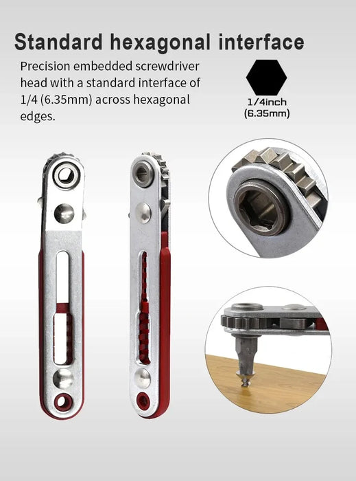 Magnetic Multifunction Bidirectional Forward & Reverse Ratchet Screwdriver Elbow Flat Head Wrench Cross Screwdriver Slotted Tool