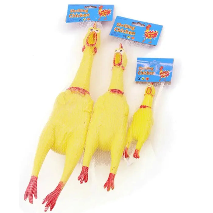 Squeaky Screaming Chicken Dog Toy 1pc Pet Squeaker Chew Toys Funny Molar Chew Rubber Toy in Sizes S M L for Small to Large Dogs