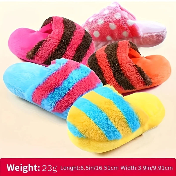 Plush Dog Squeak Toy Slippers Cartoon Animal Design Slippers Shape Squeak Plush Dog Toy Dog Durable Chewing Toy