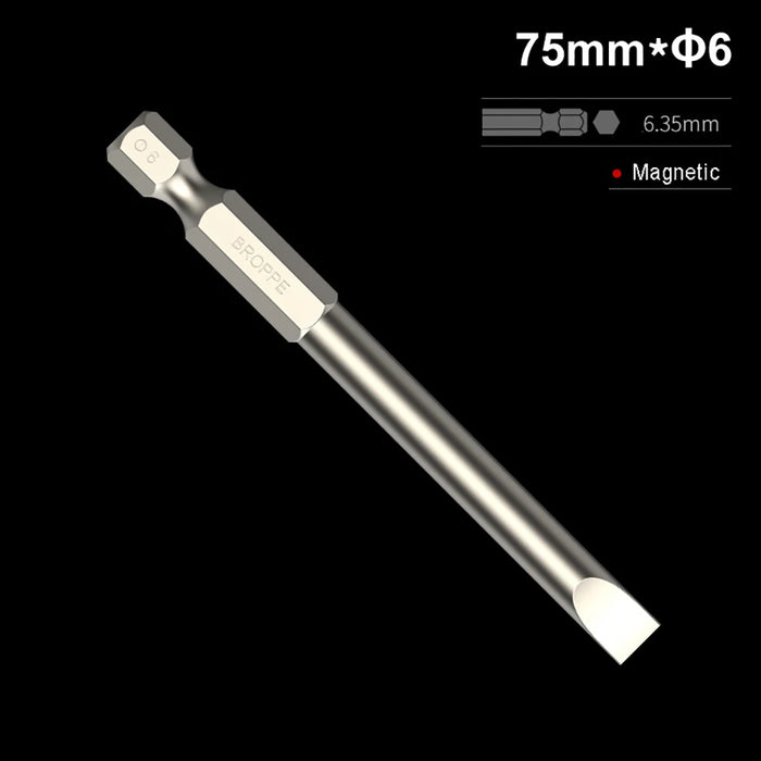50/75/100/150mm long 2.0-6.0mm Flat Head Slotted Tip Screwdrivers Bit 1/4" Hex Shank Driver Bits Magnetic Screwdriver Drill Bit