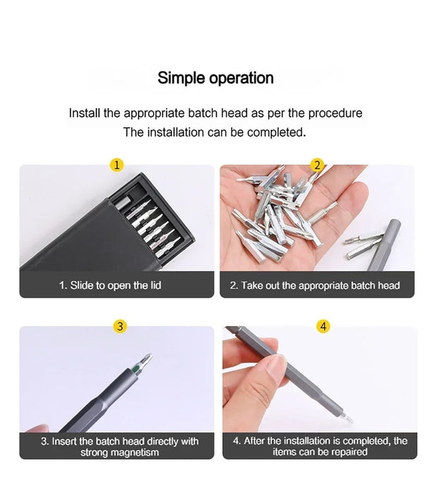 Precision Screwdriver Set 25 in 1 Screw Driver Se Hexagonal Flat Head Magnetic Screwdriver Head for Car Computer Phone Home Use
