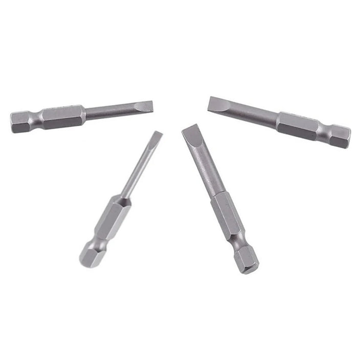 4pcs Flat Head Screwdriver Bits 50mm Long Magnetic Tip Slotted Screwdriver Bits 3-6mmS2 Steel 1/4 Inch Shank Flat Head Bits