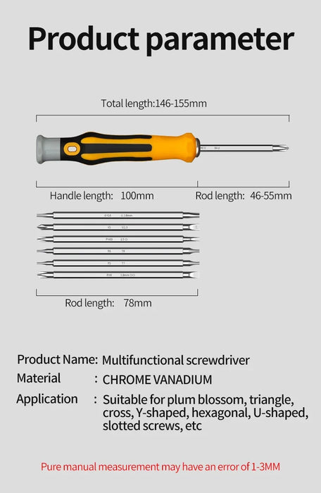 12 In 1 Magnetic Screwdriver Set Cross Flat Shaped Screwdriver Head Multifunctional Precision Handheld Maintenance Tool