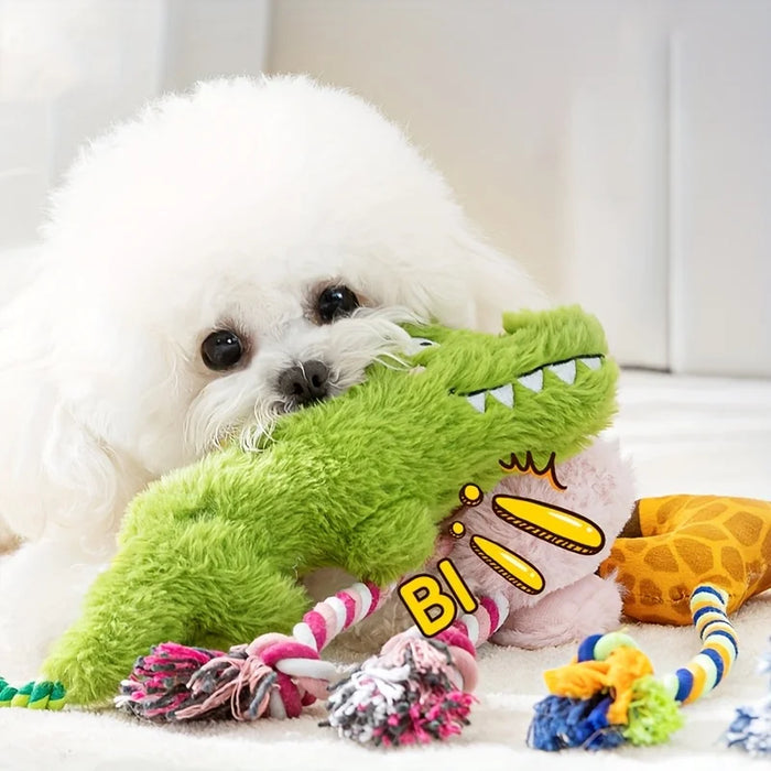 Plush Pet Dog Toy Animal-shaped Dog Squeak Toys Interactive Pet Rope Toy for Small Medium Dogs Dog Accessories