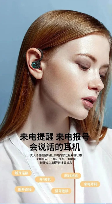 Bluetooth 5.2 Earphones Ear Hook Type Low Delay Noise Reduction Headset Single Ear Sports Business Wireless Waterproof Eaebuds