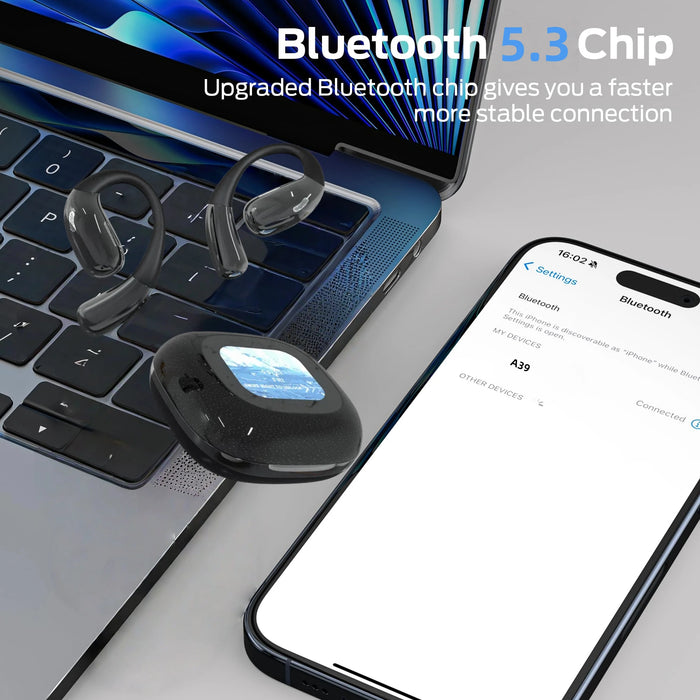 Open-Ear Earphones True Wireless Bluetooth 6.0 Ear Hooks Headphones IPX5 Waterproof Sports Earbuds LED touch  with charging box