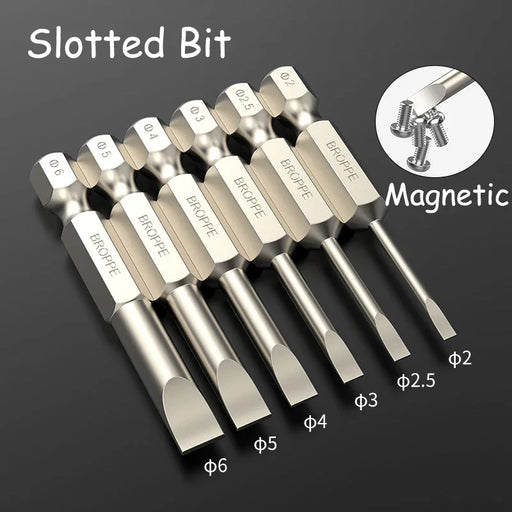 Slotted Screwdriver Bits 50mm/75mm/100/150mm Long Magnetic Tip Screwdriver Flat Head Bits S2 Steel 1/4 Inch Shank Hand Tool