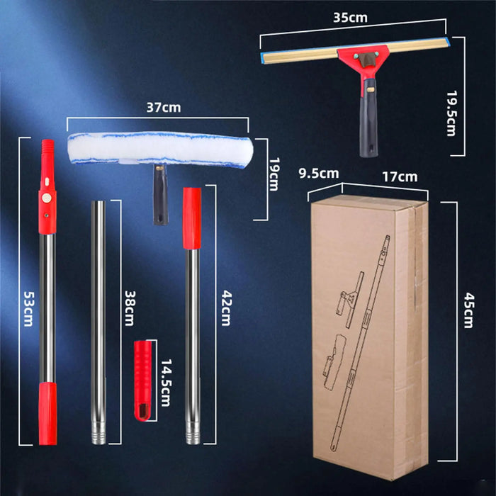 3Pcs Squeegee for Window Cleaning Set for Long Reach Extendable Squeegee Window Cleaner for Patio Bathroom Shower Car Garden