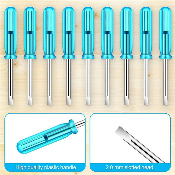 WCS-200PCS Mini Slotted Screwdriver, 2.0Mm Flat Head 45Mm Length For Small Appliances Repair