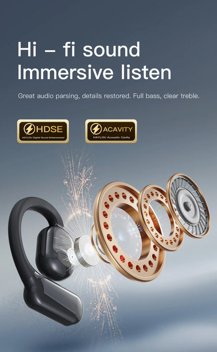 NEW HD Touch Screen Clip-on Earphones HIFI Sounds Wireless Bluetooth Headphones Noise Reduction Headset Sports Earbuds In HD Mic