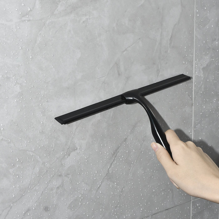 Squeegee 10'' 12'' 14'' INCH Black Rubber Silicone Shower Cleaner with hook Stainless Steel Scraper Bathroom Car Window Tools