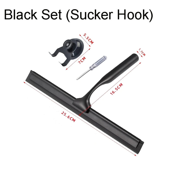 Squeegee All-Purpose Silicone Scrape Wall-mounted Stainless Steel Handle Wiper with Hook for Kitchen Bathroom Window Glass Clean