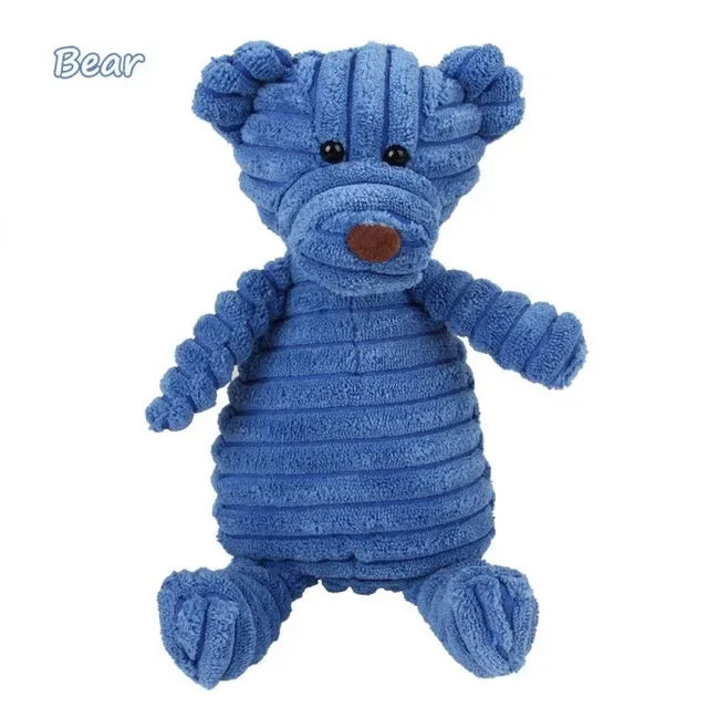 Squeaky Chew Bite - Resistant Animal Shape Plush Toy for Small Dogs, Pet Puppy Corduroy Dog Toys, Pets Accessories Supplies