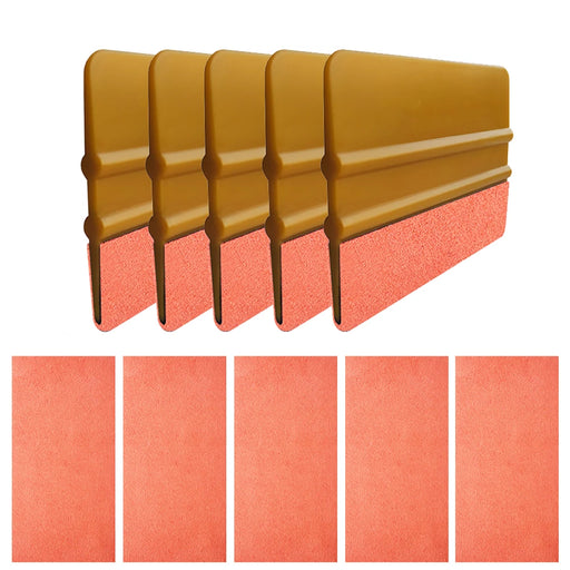 5Pcs Suede Edge Squeegee for Vinyl 4 Inch Car Vinyl Scraper Wrapping Spatula Tools Scratch Free Squeegee Wall Stickers Smoother