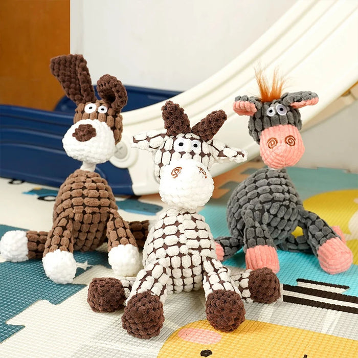 Dog Squeak Toys Plush Donkey Horse Sheep Interactive Toys For Small Medium Puppy Cat Merbau Chew Toy Lovely Dogs Accessory Safe
