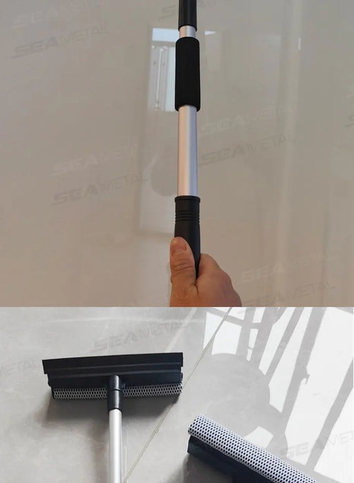 SEAMETAL 1pc Squeegee Car Window Cleaner 2 in 1 Retractable Pole Cleaning Window Brush Glass Squeegee for Car Cleaning Tools