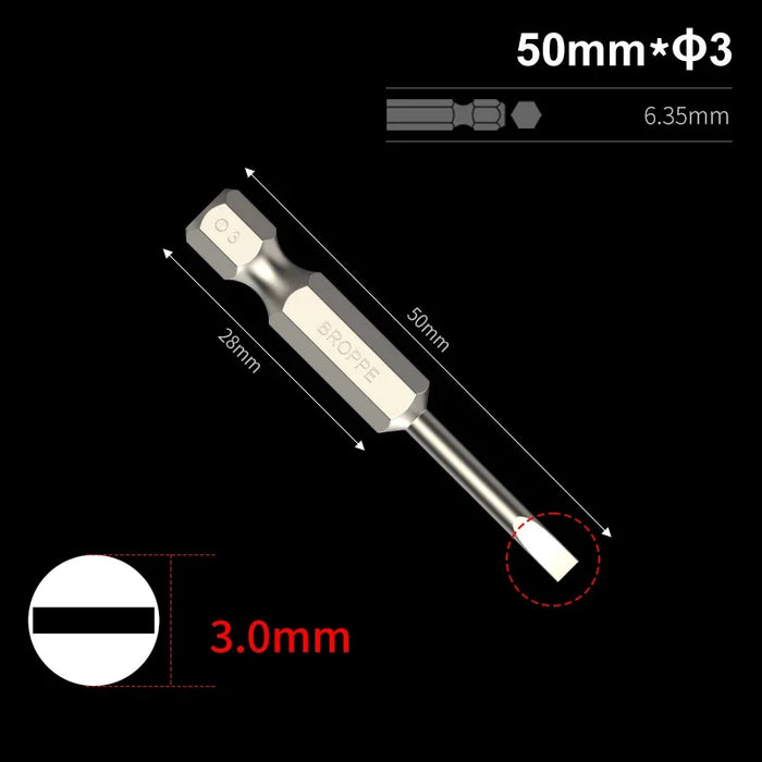 Slotted Screwdriver Bits 50mm/75mm/100/150mm Long Magnetic Tip Screwdriver Flat Head Bits S2 Steel 1/4 Inch Shank Hand Tool