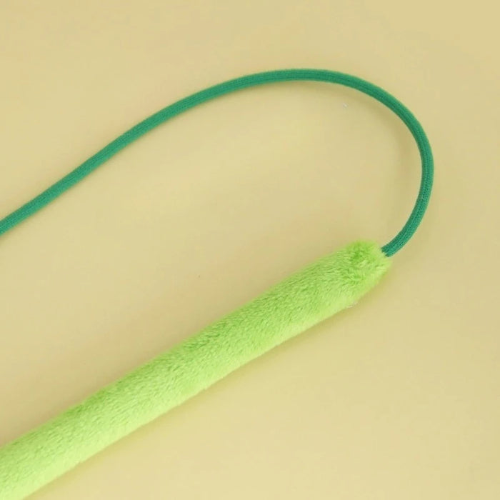Cat Teaser Stick Toy Squeaky Bell Interactive Cute Pea Shape Bite Resistant Kitten Toy Teeth Cleaning Self High Cat Toy