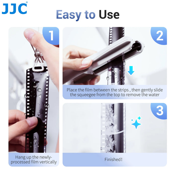 JJC Film Squeegee for 35mm and 120 Film, Film Wiper with Silicone Blades to Dry Water No Marks and Scratches Leave