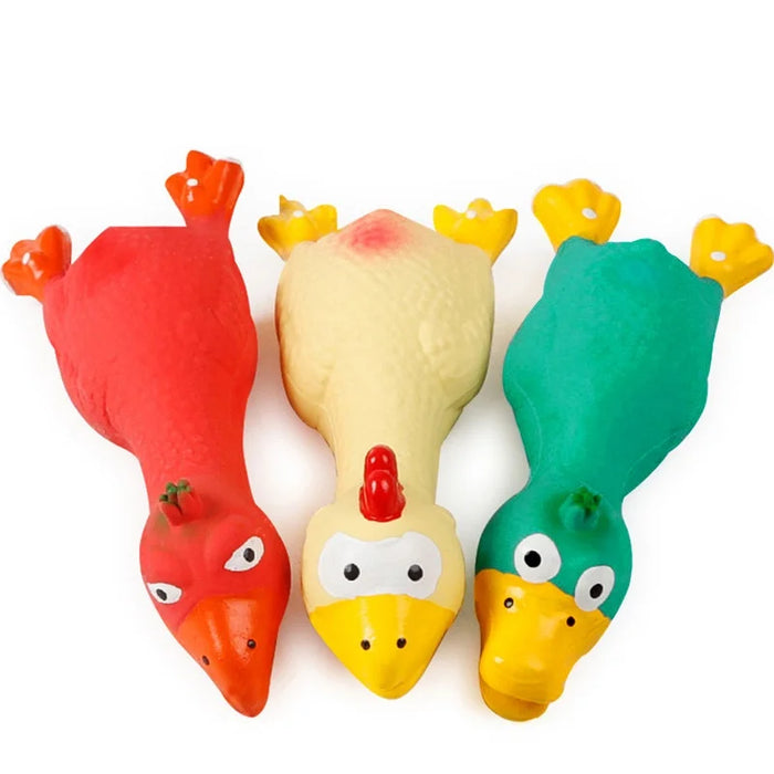 Cute Dog Squeak Toy Latex Chicken Shape Durable Chew for Small-Medium Breeds Interactive Pet Supplies
