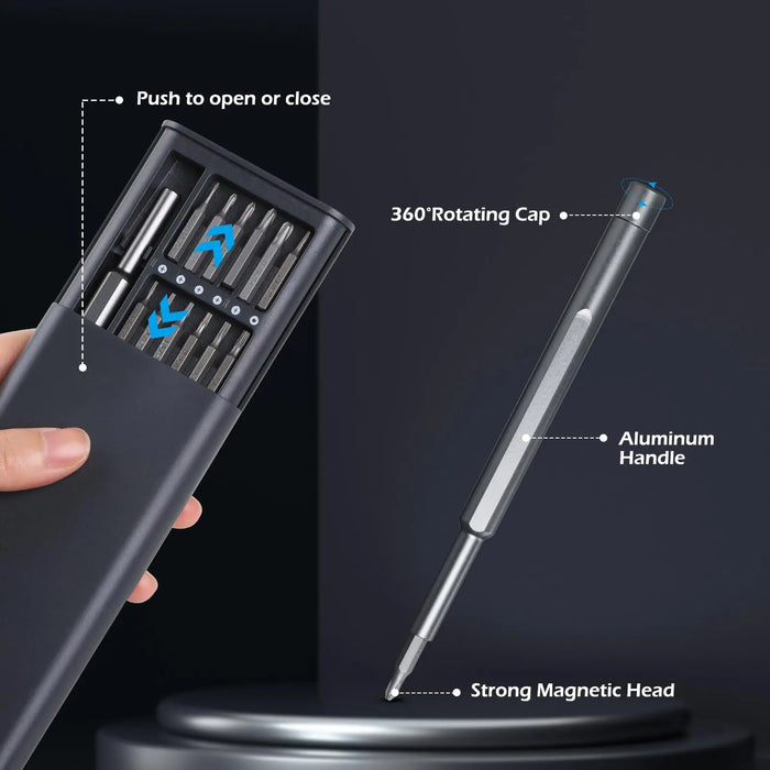 Precision Screwdriver Set 25 in 1 Phillips Torx Hexagonal Flat Head Magnetic Screwdriver Head for iPhone PC Watch Camera Glasses