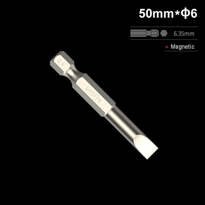 50/75/100/150mm long 2.0-6.0mm Flat Head Slotted Tip Screwdrivers Bit 1/4" Hex Shank Driver Bits Magnetic Screwdriver Drill Bit