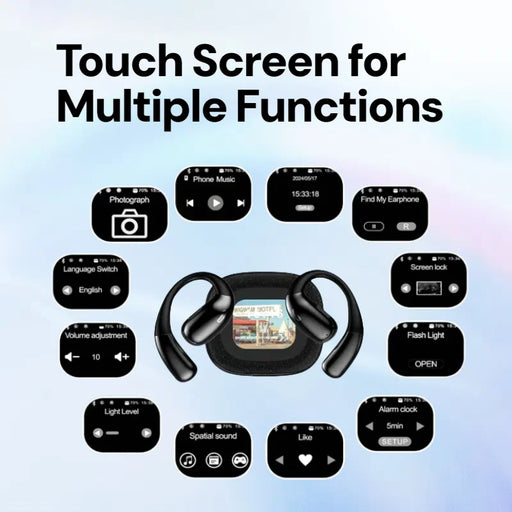 Open-Ear Earphones True Wireless Bluetooth 6.0 Ear Hooks Headphones IPX5 Waterproof Sports Earbuds LED touch  with charging box