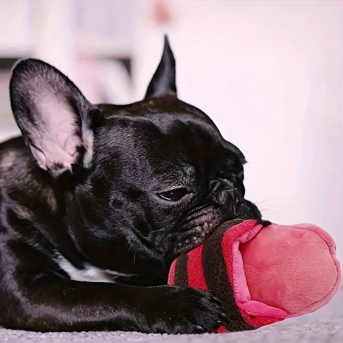 Plush Dog Squeak Toy Slippers Cartoon Animal Design Slippers Shape Squeak Plush Dog Toy Dog Durable Chewing Toy