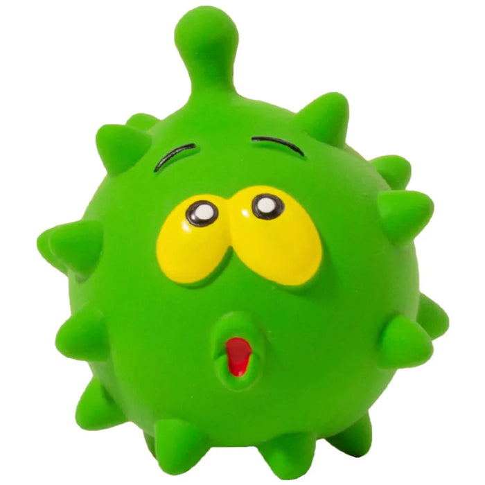 Latex Squeaky Emoji Face Spiky Ball - Pet Toy for Small Dogs, Teething & Teeth Cleaning, Fun Interactive Doggie Plaything