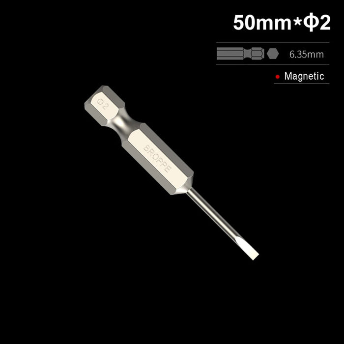 50/75/100/150mm long 2.0-6.0mm Flat Head Slotted Tip Screwdrivers Bit 1/4" Hex Shank Driver Bits Magnetic Screwdriver Drill Bit