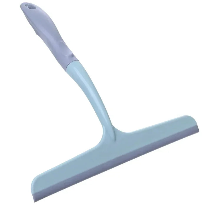 A bathroom shower squeegee for cleaning shower doors and car windows, an efficient surface cleaning tool.