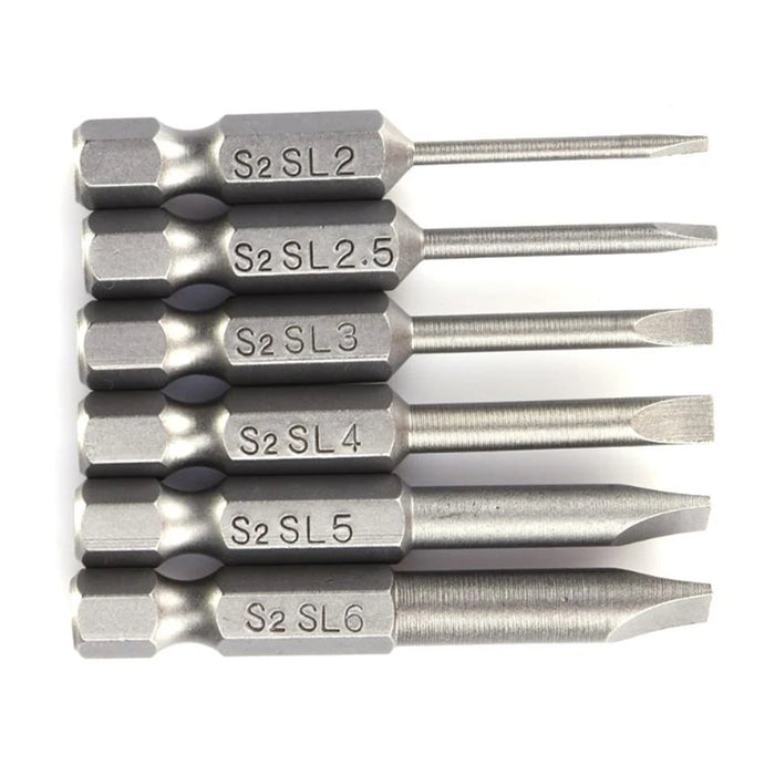 50mm Magnetic Screwdrivers Bit Flat Head Slotted Tip Electric Power Repair Hand Tools SL 2 2.5 3 4 5 6 Alloy Steel 2.0-6.0mm