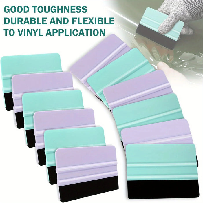 3pcs Ergonomic Felt Squeegees For Vinyl Crafting - Purple & Teal, Durable & Streak-Free Application Tools