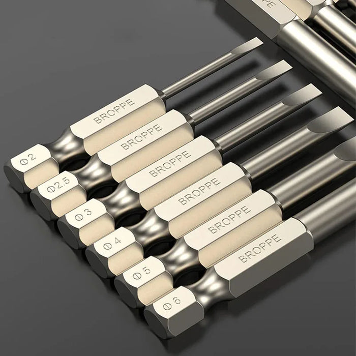 Flat Head Screwdriver Bit Set Magnetic Tip Slotted Screwdriver Electric Driver Tool S2 Steel 1/4 Inch Shank Quick Change