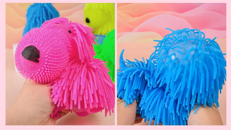 Shaggy Dog Squishy Toy Soft Glue Kawaii  Squeezable Stress Reliever Pets Colorful Small Toys Easy and Convenient Cute Gifts