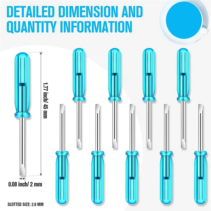 A02F-400PCS Mini Slotted Screwdriver, 2.0Mm Flat Head 45Mm Length For Small Appliances Repair