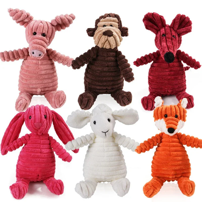 Squeaky Chew Bite - Resistant Animal Shape Plush Toy for Small Dogs, Pet Puppy Corduroy Dog Toys, Pets Accessories Supplies