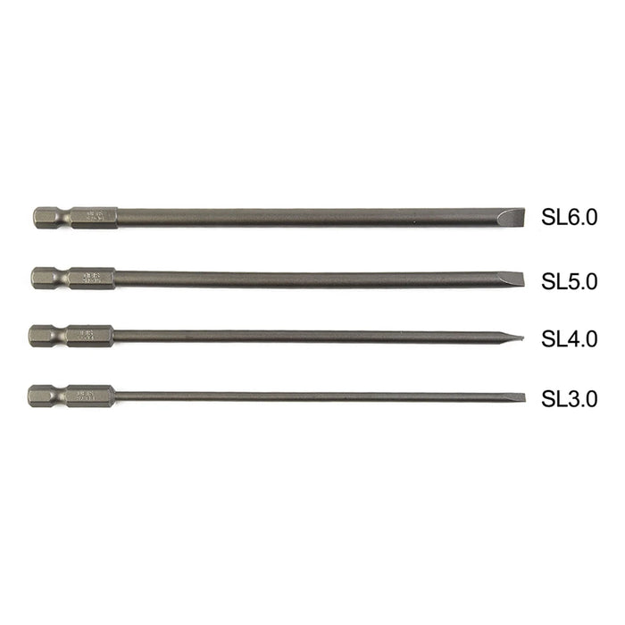 4Pcs 150mm Slotted Screwdriver Bit Set Magnetic Flat Head Screwdriver Bits 1/4" Hex Shank Screw Driver Hand Tools 3-6mm