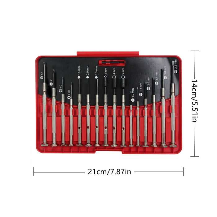 16-screwdriver set, flat head, cross head and hexagonal head, suitable for toy, eyewear, computer and watch repair.