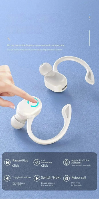 Bluetooth 5.2 Earphones Ear Hook Type Low Delay Noise Reduction Headset Single Ear Sports Business Wireless Waterproof Eaebuds