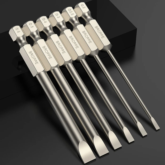 Slotted Screwdriver Bits 50mm/75mm/100/150mm Long Magnetic Tip Screwdriver Flat Head Bits S2 Steel 1/4 Inch Shank Hand Tool