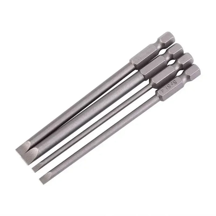 4 Pcs Slotted Screwdriver Bit 100mm 3mm-6mm Magnetic Flat Head 1/4'' Hex Shank Screw Driver For Hand Repair Tools Accessories