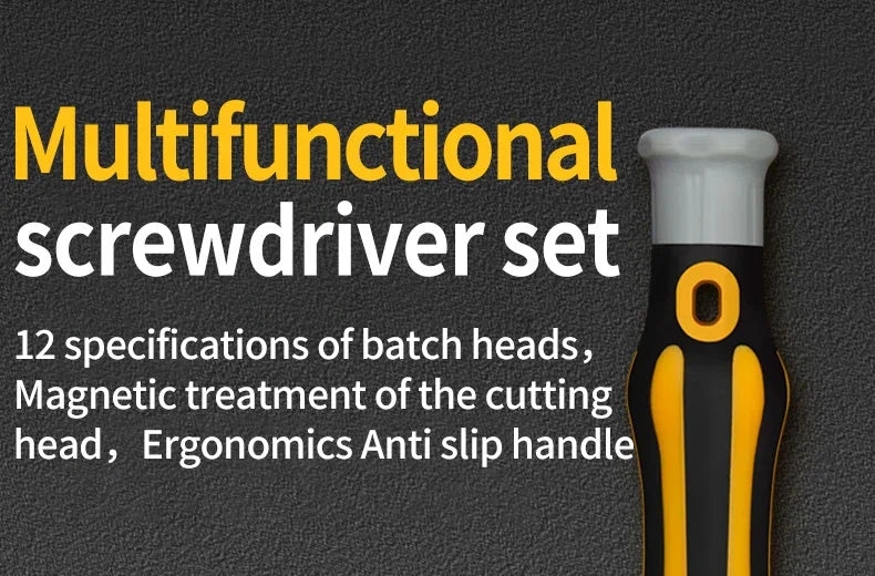 12 In 1 Magnetic Screwdriver Set Cross Flat Shaped Screwdriver Head Multifunctional Precision Handheld Maintenance Tool