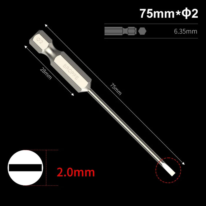Slotted Screwdriver Bits 50mm/75mm/100/150mm Long Magnetic Tip Screwdriver Flat Head Bits S2 Steel 1/4 Inch Shank Hand Tool
