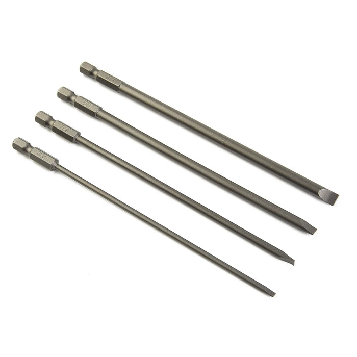 4Pcs 150mm Slotted Screwdriver Bit Set Magnetic Flat Head Screwdriver Bits 1/4" Hex Shank Screw Driver Hand Tools 3-6mm