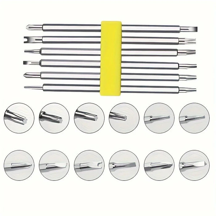 12 In 1 Magnetic Screwdriver Set Cross Flat Shaped Screwdriver Head Multifunctional Precision Handheld Maintenance Tool
